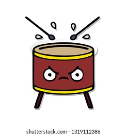 sticker of a cute cartoon drum
