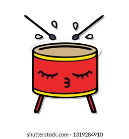 sticker of a cute cartoon drum