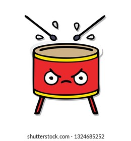 sticker of a cute cartoon drum