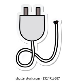 sticker of a cute cartoon electrical plug
