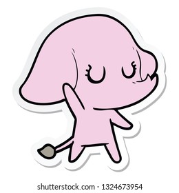 pegatina de un tierno elefante de dibujos animados