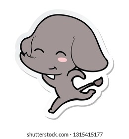 sticker of a cute cartoon elephant running