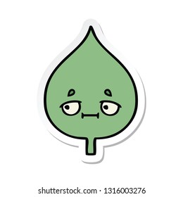 sticker of a cute cartoon expressional leaf