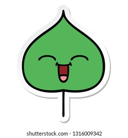 adesivo de um bonito desenho animado folha expressional