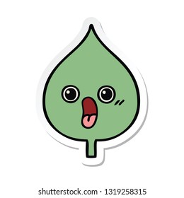 sticker of a cute cartoon expressional leaf