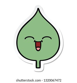 sticker of a cute cartoon expressional leaf