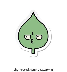 sticker of a cute cartoon expressional leaf