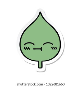 sticker of a cute cartoon expressional leaf