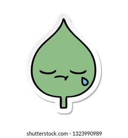 sticker of a cute cartoon expressional leaf