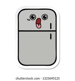 sticker of a cute cartoon fridge freezer