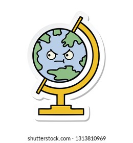 sticker of a cute cartoon globe of the world