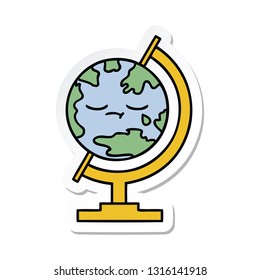 sticker of a cute cartoon globe of the world