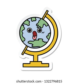 sticker of a cute cartoon globe of the world