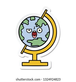 sticker of a cute cartoon globe of the world