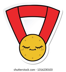 sticker of a cute cartoon gold medal