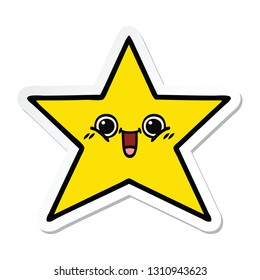 sticker of a cute cartoon gold star