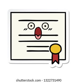 sticker of a cute cartoon graduation diploma