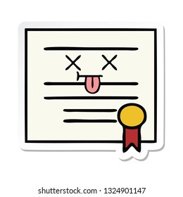 sticker of a cute cartoon graduation diploma