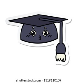 sticker of a cute cartoon graduation hat