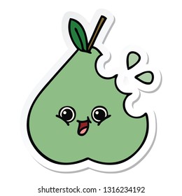 sticker of a cute cartoon green pear