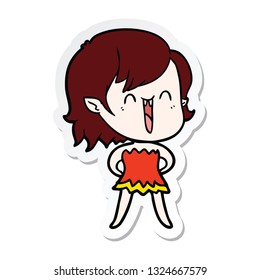 sticker of a cute cartoon happy vampire girl