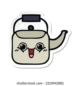 sticker of a cute cartoon kettle