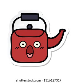 sticker of a cute cartoon kettle