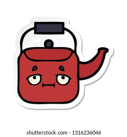 sticker of a cute cartoon kettle