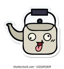 sticker of a cute cartoon kettle