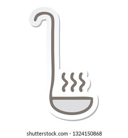 sticker of a cute cartoon kitchen ladle