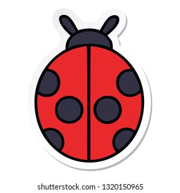 sticker of a cute cartoon lady bug