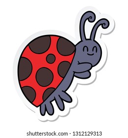 sticker of a cute cartoon ladybug