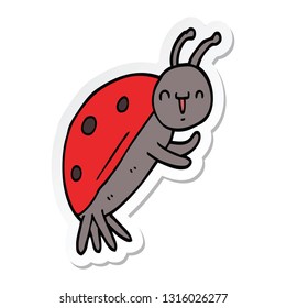 sticker of a cute cartoon ladybug
