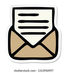 sticker of a cute cartoon letter and envelope