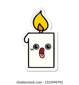pegatina de una linda vela iluminada con dibujos animados