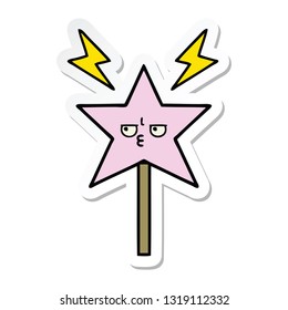 sticker of a cute cartoon magic wand