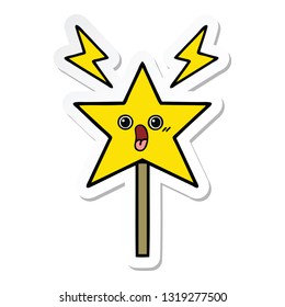 sticker of a cute cartoon magic wand