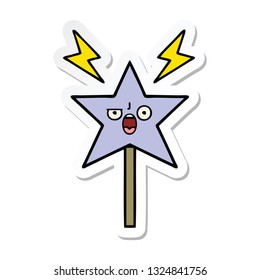 sticker of a cute cartoon magic wand