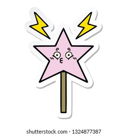 sticker of a cute cartoon magic wand