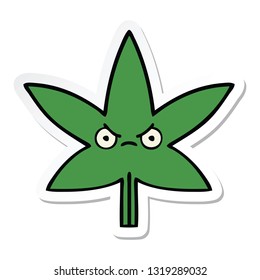 sticker of a cute cartoon marijuana leaf