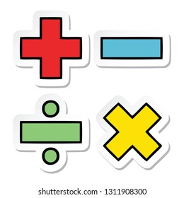 sticker of a cute cartoon math symbols