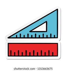 sticker of a cute cartoon maths set