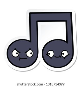 sticker of a cute cartoon musical note
