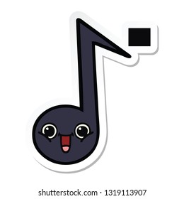 sticker of a cute cartoon musical note