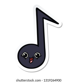 sticker of a cute cartoon musical note