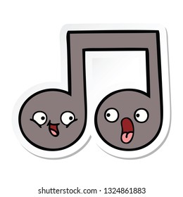 sticker of a cute cartoon musical note