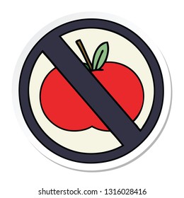 sticker of a cute cartoon no food allowed sign