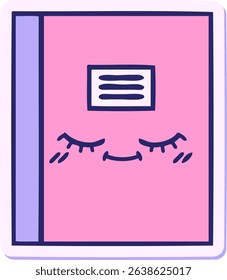 sticker of a cute cartoon notebook in bright neon colors