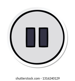 sticker of a cute cartoon pause button