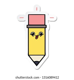 sticker of a cute cartoon pencil